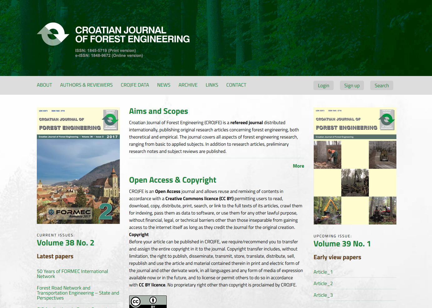 Dizajn i izrada web stranice - CROJFE Hrvatski magazin za šumarske tehnologije - Bernardić studio